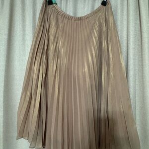 LC Lauren Conrad Shimmering Pleated Skirt in Tan